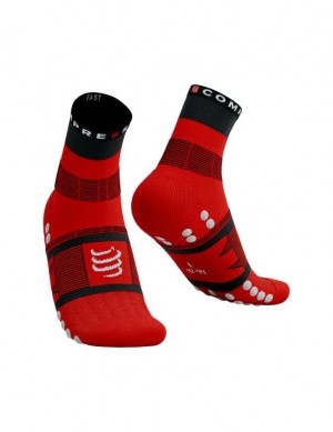 Compressport Fast Hiking Socks Muške Hiking Socks Crne Crvene Bijele | 831-LOKMJQ