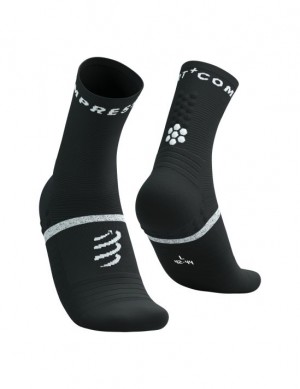 Compressport Pro Marathon Socks V2.0 Muške Čarape Za Trčanje Crne Bijele | 460-UIYRWK