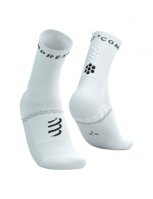 Compressport Pro Marathon Socks V2.0 Muške Čarape Za Trčanje Bijele Crne | 436-IVQZOF