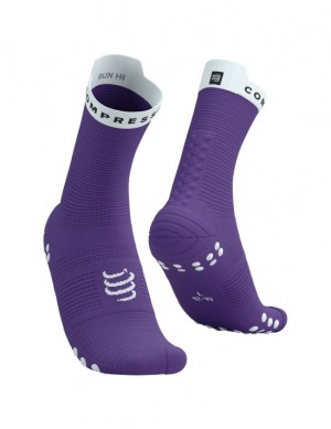 Compressport Pro Racing Socks v4.0 Run High Muške Čarape Za Trčanje Ljubičaste Bijele | 712-OAYNML