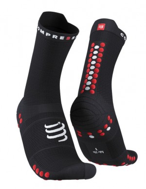 Compressport Pro Racing Socks v4.0 Run High Muške Čarape Za Trčanje Crne Crvene | 642-WCNZHO