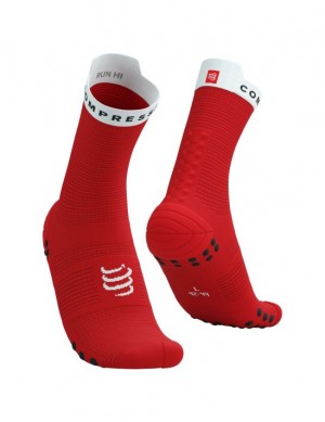 Compressport Pro Racing Socks v4.0 Run High Muške Čarape Za Trčanje Crvene Bijele | 392-BZLQDT