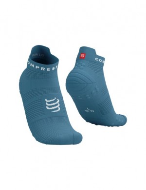 Compressport Pro Racing Socks v4.0 Run Low Muške Čarape Za Trčanje Plave Bijele | 829-SNFIUP