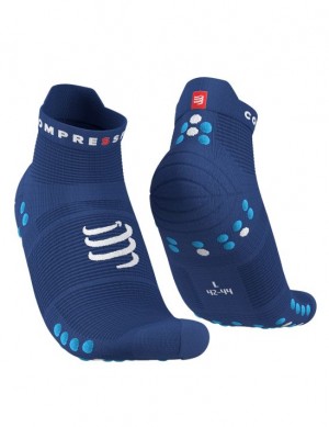 Compressport Pro Racing Socks v4.0 Run Low Unisex Čarape Plave | 754-GKOUBX