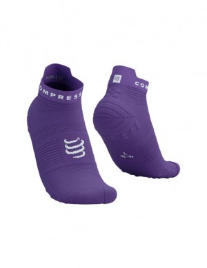 Compressport Pro Racing Socks v4.0 Run Low Muške Čarape Za Trčanje Ljubičaste Bijele | 109-TXUONE