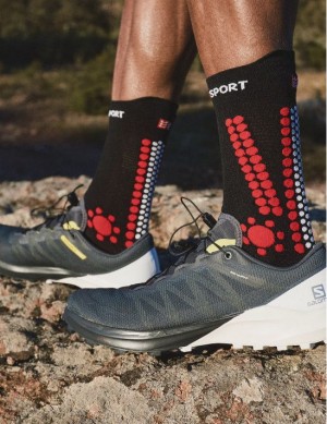 Compressport Pro Racing Socks v4.0 Trail Muške Čarape Za Trčanje Crne Crvene | 865-TCWEPL