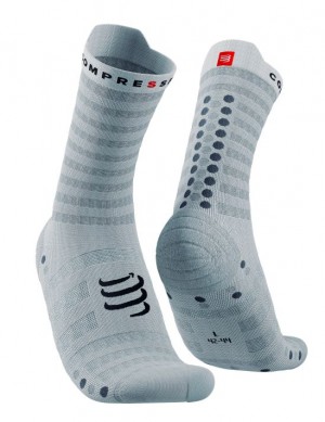 Compressport Pro Racing Socks v4.0 Ultralight Run High Unisex Čarape Bijele | 163-QVUYGC