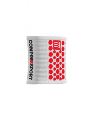 Compressport Sweatbands 3D.Dots Muške Wrist Sweatbands Bijele Crvene | 184-OSVXHK