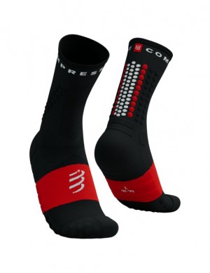 Compressport Ultra Trail Socks V2.0 Muške Čarape Za Trčanje Crne Crvene | 348-WPVTHQ