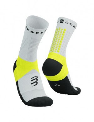 Compressport Ultra Trail Socks V2.0 Unisex Čarape Bijele Žute | 563-UVPXKC