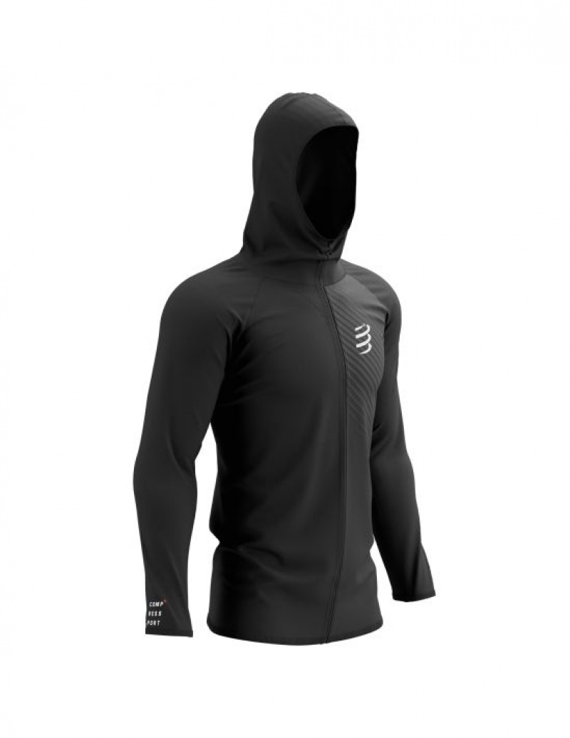 Compressport 3D Thermo Seamless Hoodie Zip Ženske Jakne Crne | 806-AEJDGP