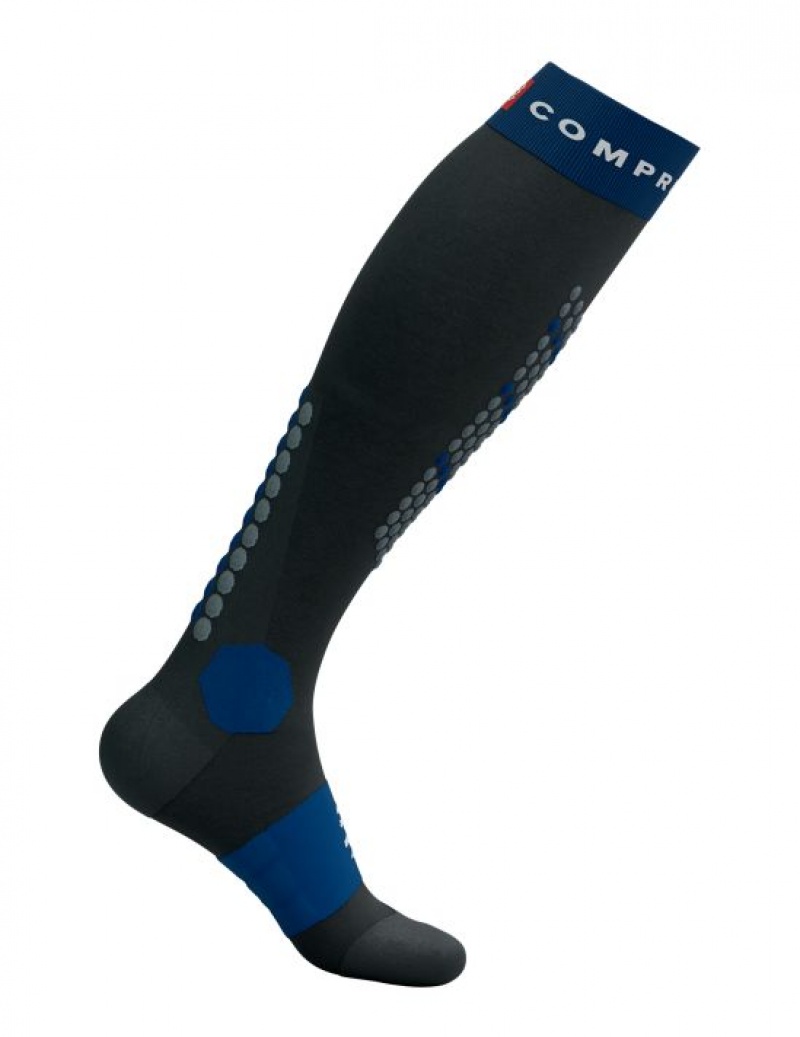 Compressport Alpine Ski Full Socks Muške High Socks Crne Plave | 362-UQPITL