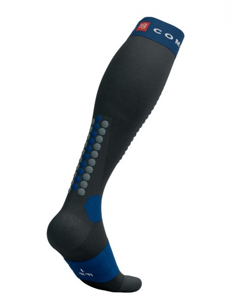 Compressport Alpine Ski Full Socks Muške High Socks Crne Plave | 362-UQPITL