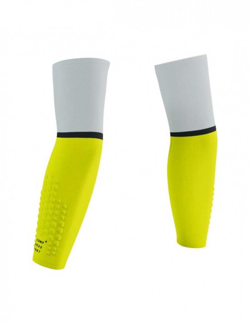 Compressport ArmForce Ultralight Muške Compression Sleeves Bijele Žute | 850-YGASDI