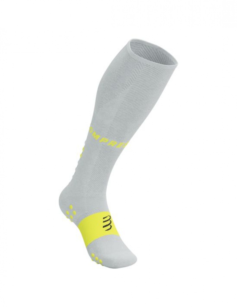 Compressport Full Socks Oxygen Muške High Socks Bijele Žute | 893-KLDGUF