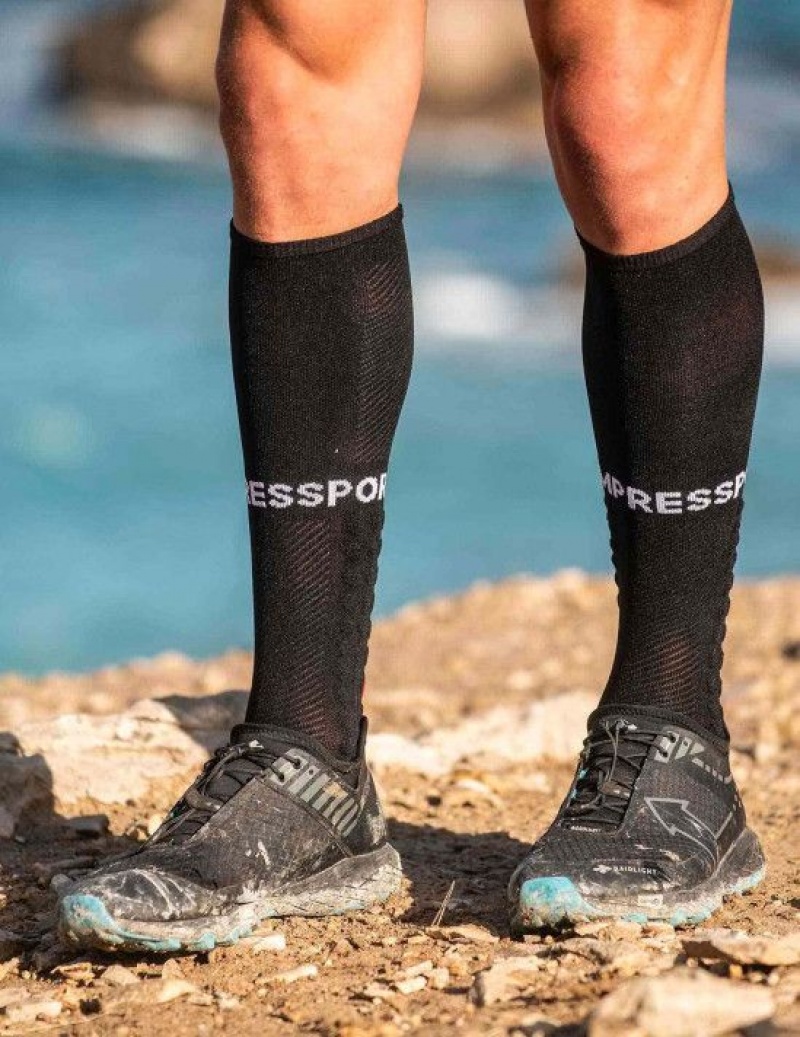 Compressport Full Socks Run Muške High Socks Crne | 685-DCHAPW