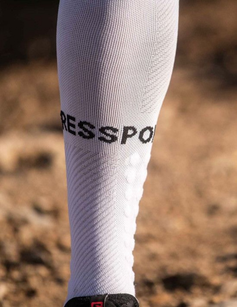 Compressport Full Socks Run Muške Čarape Za Trčanje Bijele | 536-WIOQNV