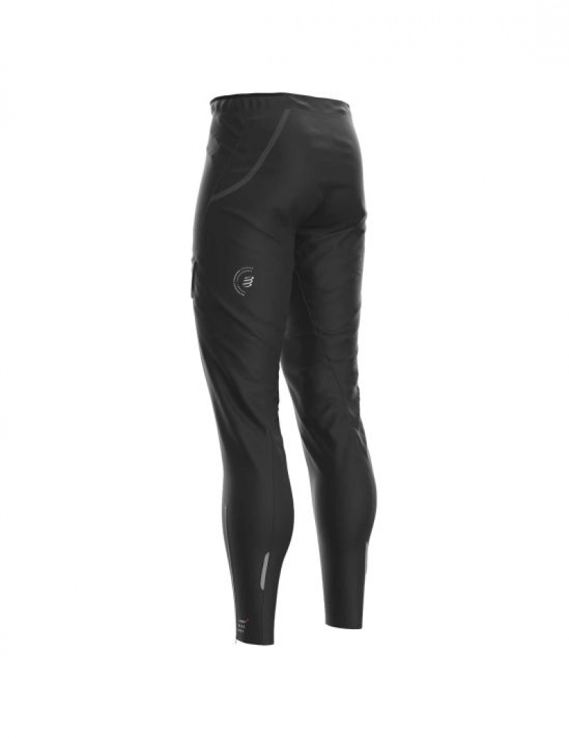 Compressport Hurricane Waterproof 10/10 Pants Ženske Tajice Crne | 182-TZSWPN