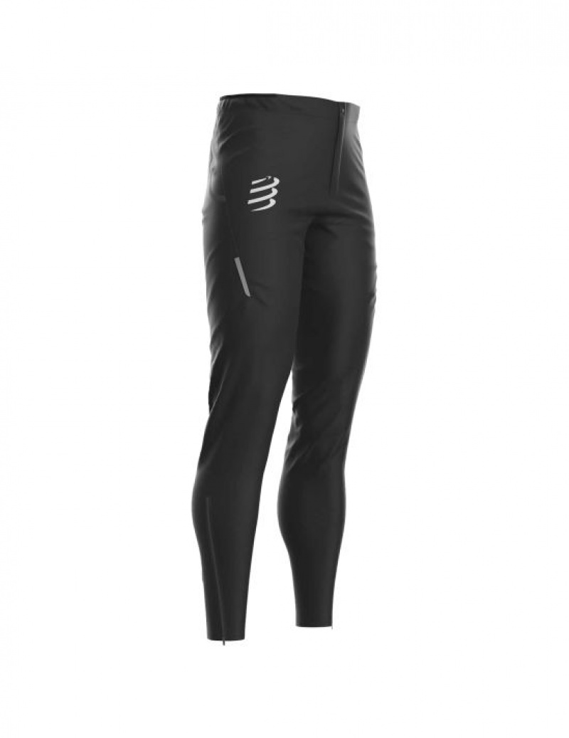 Compressport Hurricane Waterproof 10/10 Pants Ženske Tajice Crne | 182-TZSWPN