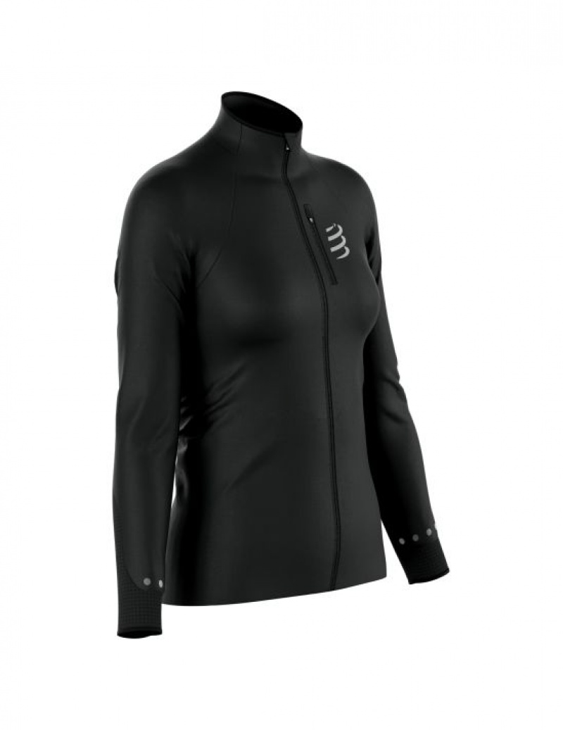 Compressport Hurricane Windproof Jacket W Ženske Jakne Crne | 207-HGRZCJ