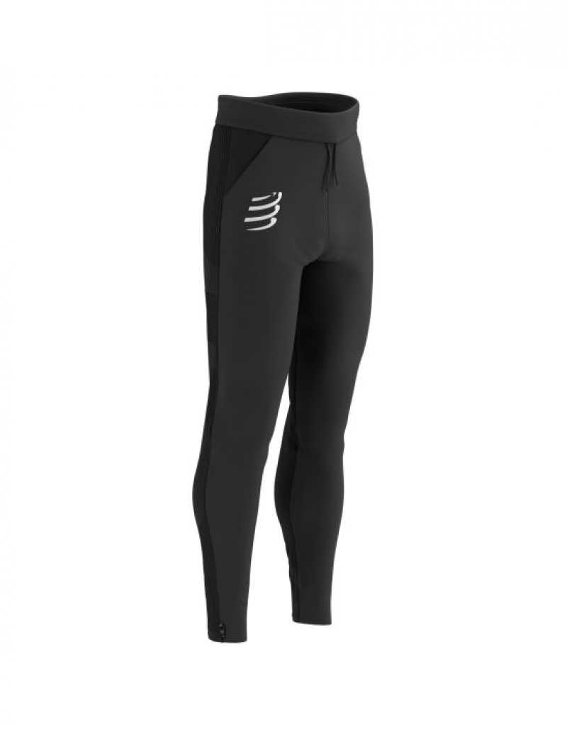 Compressport Hurricane Windproof Seamless Pants Muške Hlače Crne | 905-IZSNDC