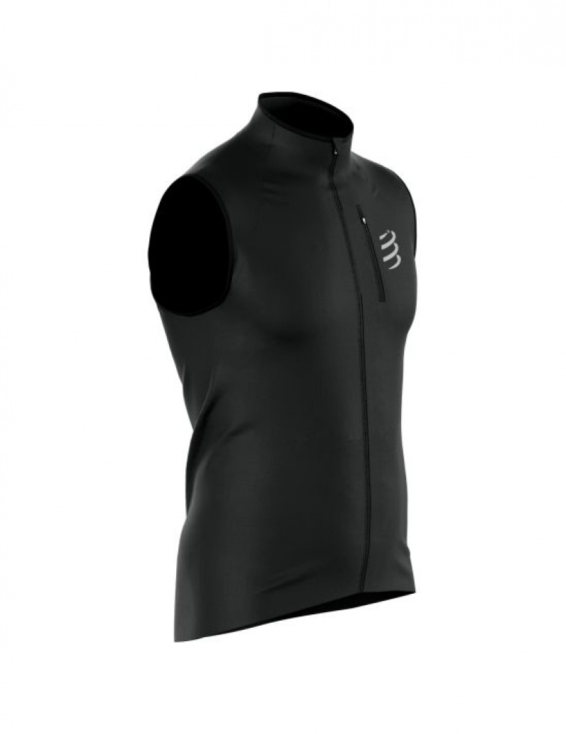 Compressport Hurricane Windproof Vest M Muške Jakna Za Trčanje Crne | 450-TRQDSI