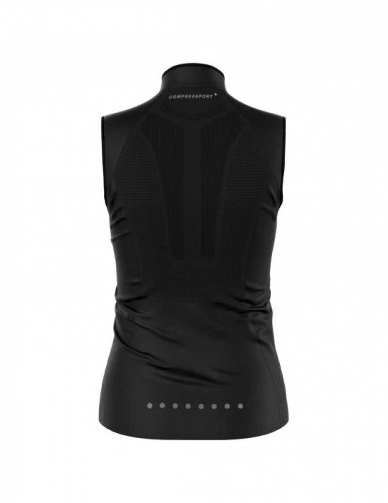 Compressport Hurricane Windproof Vest W Ženske Jakne Crne | 413-SJRFNP