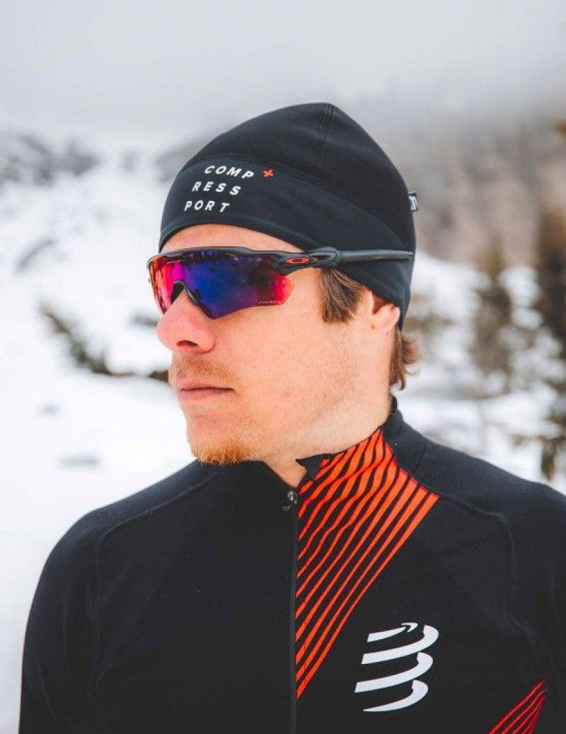 Compressport Hurricane beanie Muške Traka Za Glavu Crne | 207-MFGQIR