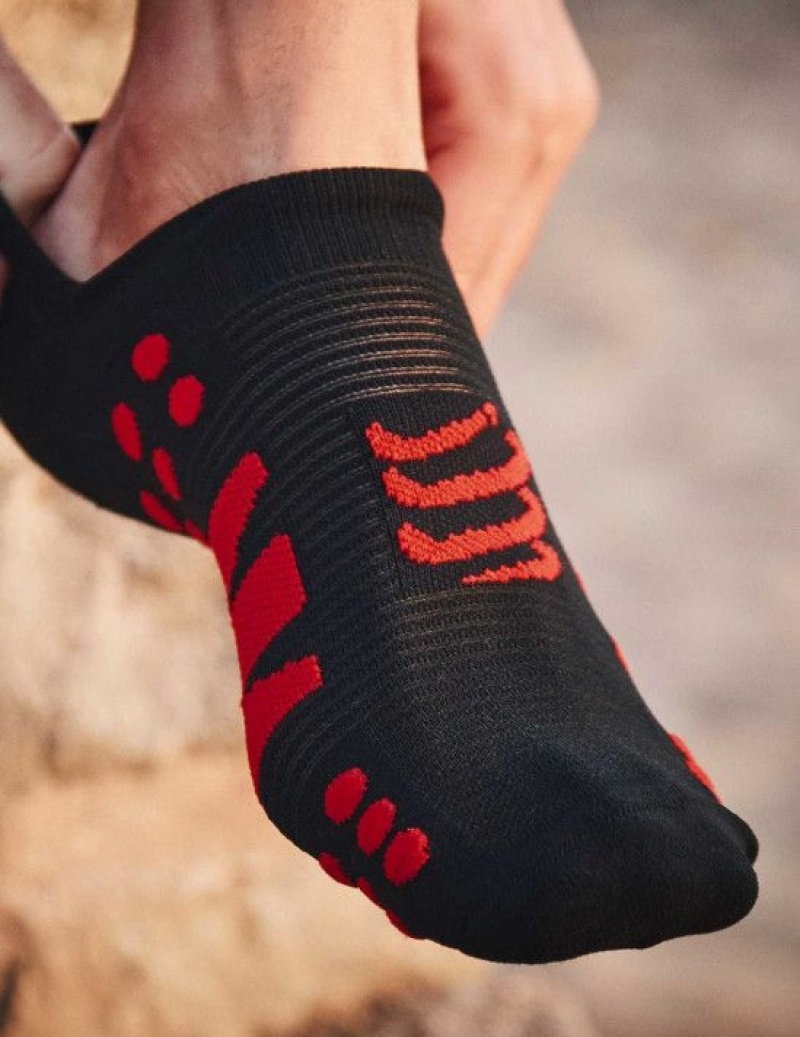 Compressport No Show Socks Muške Čarape Za Trčanje Crne Crvene | 368-BNCXKI