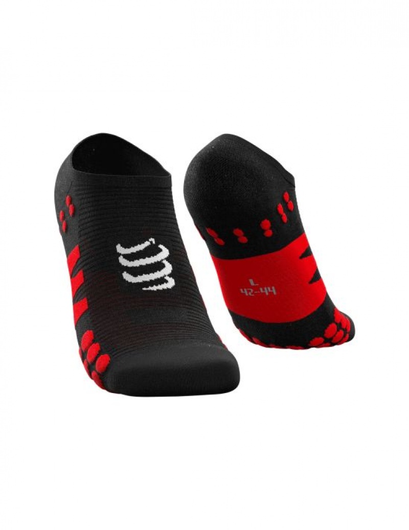 Compressport No Show Socks Muške Čarape Za Trčanje Crne Crvene | 368-BNCXKI