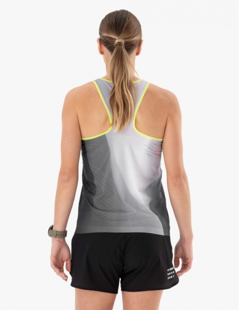 Compressport Performance Singlet W Ženske Majice Za Trčanje Crne Bijele | 531-MBHXAN