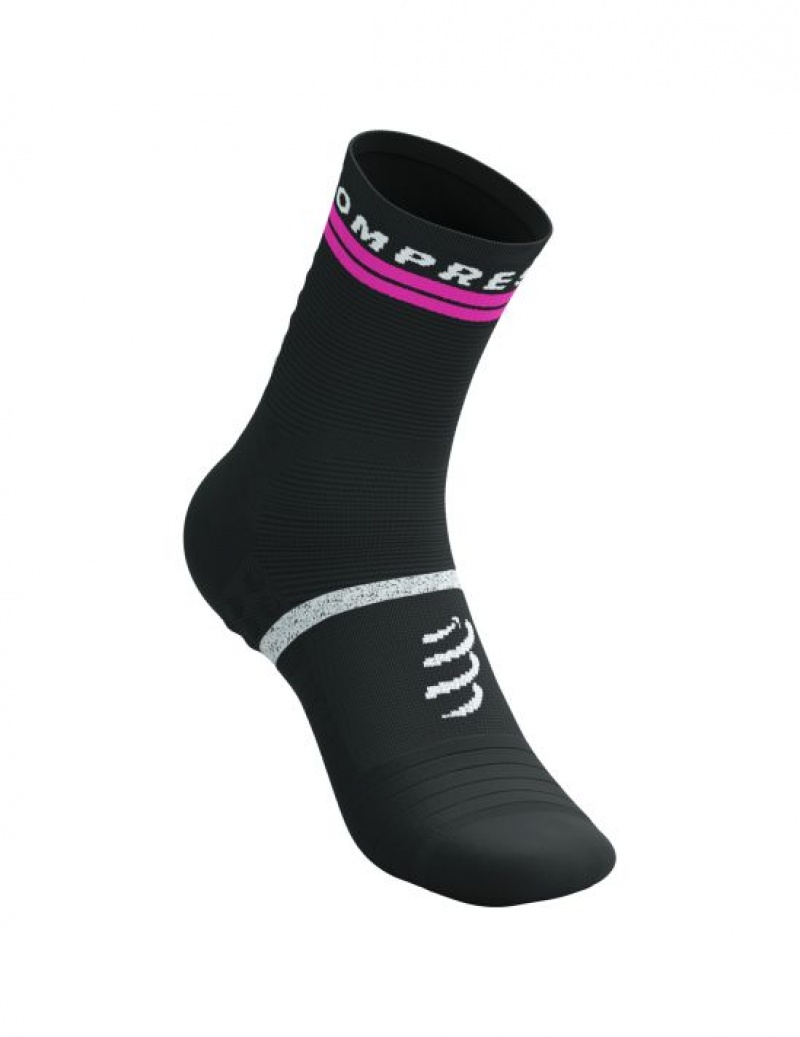 Compressport Pro Marathon Socks V2.0 Muške Čarape Za Trčanje Crne Žute Roze | 598-GETFLC