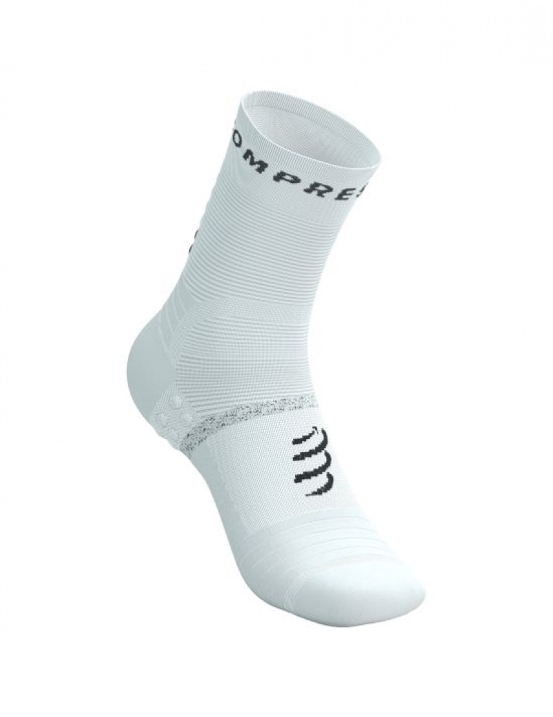 Compressport Pro Marathon Socks V2.0 Muške Čarape Za Trčanje Bijele Crne | 483-VDYBPH