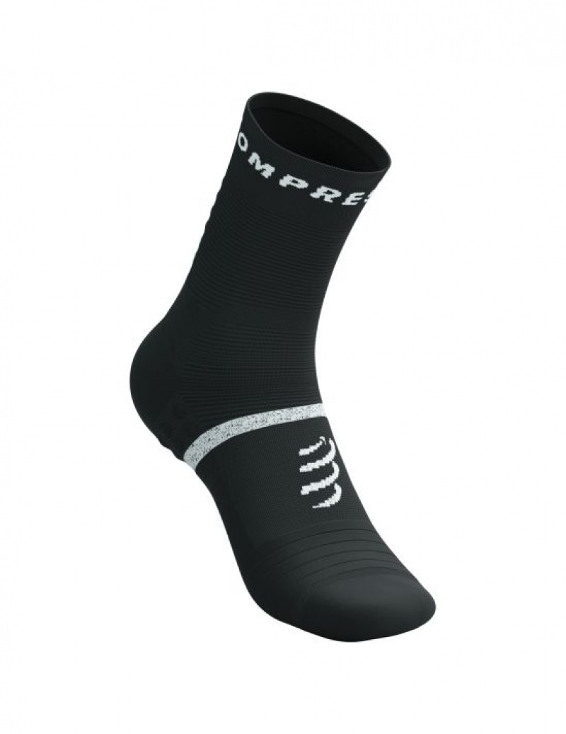 Compressport Pro Marathon Socks V2.0 Muške Čarape Za Trčanje Crne Bijele | 460-UIYRWK