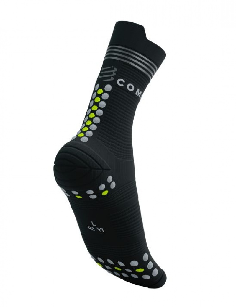 Compressport Pro Racing Socks V4.0 Run High Flash Muške Čarape Za Trčanje Crne Žute | 824-PIKAGZ