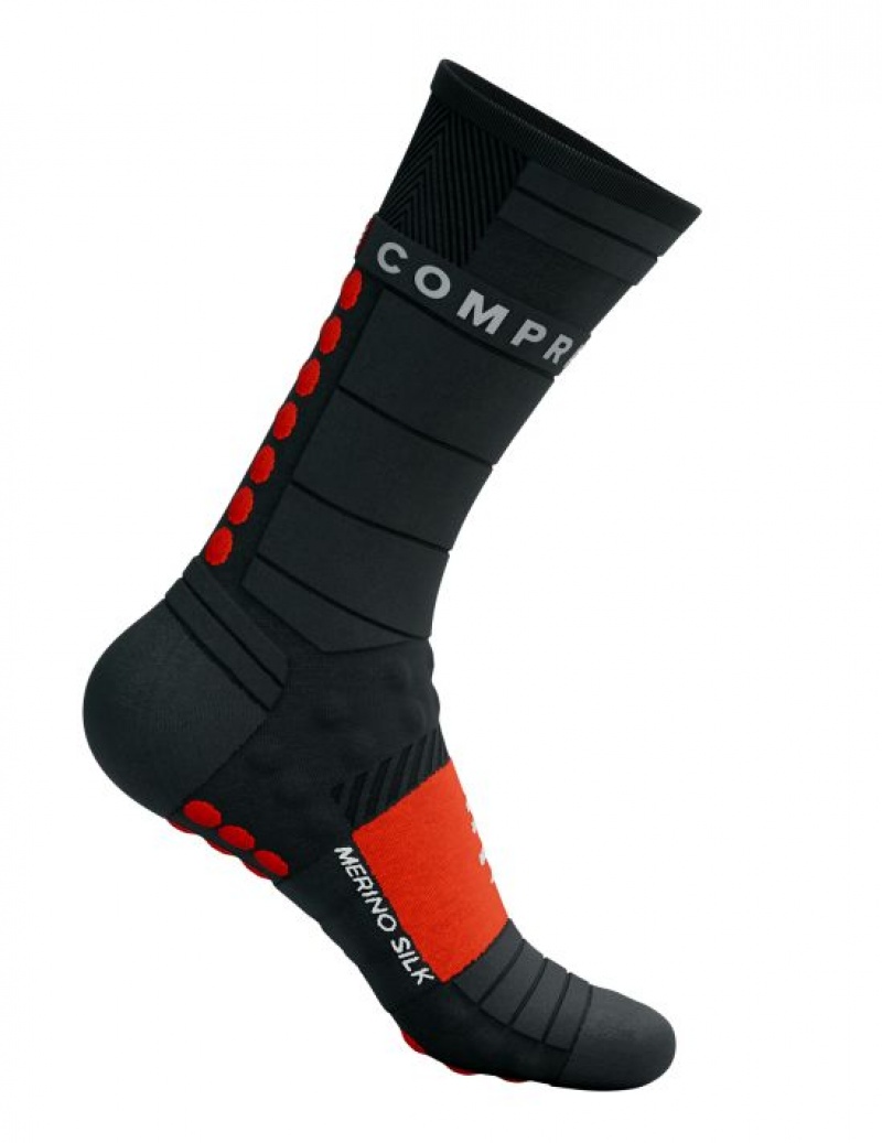 Compressport Pro Racing Socks Winter Run Unisex Čarape Crne Crvene | 734-AKFOEP