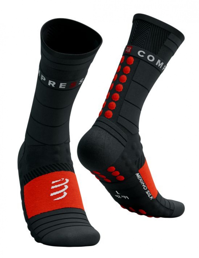 Compressport Pro Racing Socks Winter Run Unisex Čarape Crne Crvene | 734-AKFOEP