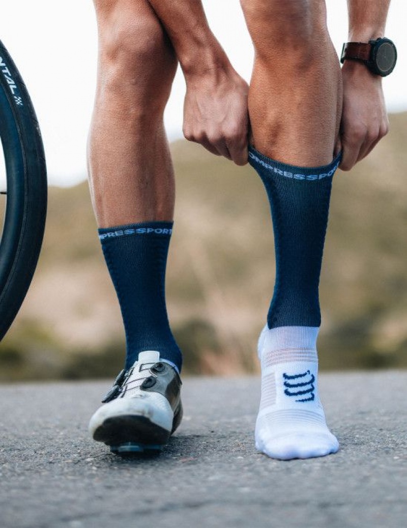 Compressport Pro Racing Socks v4.0 Bike Muške Cycling Socks Bijele | 708-OXEKAJ