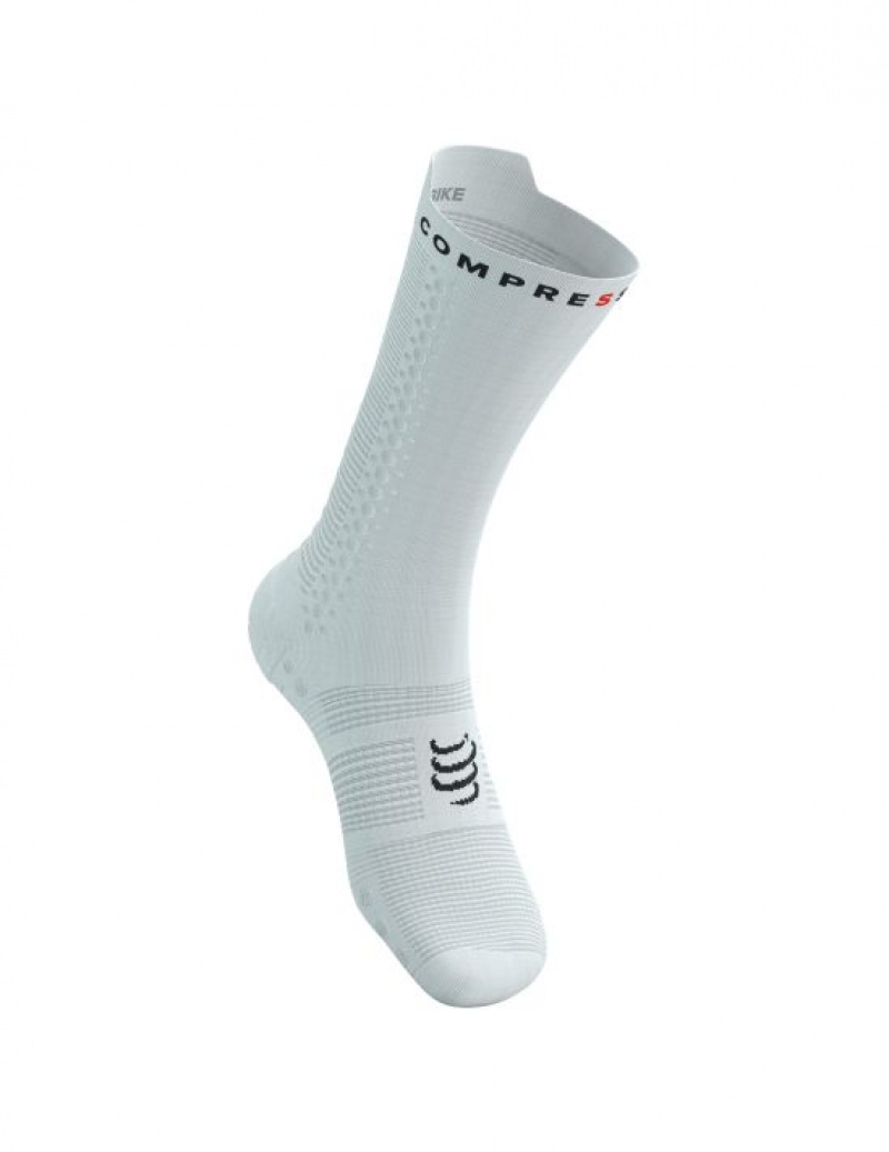 Compressport Pro Racing Socks v4.0 Bike Muške Cycling Socks Bijele Crne | 658-ZRCOED