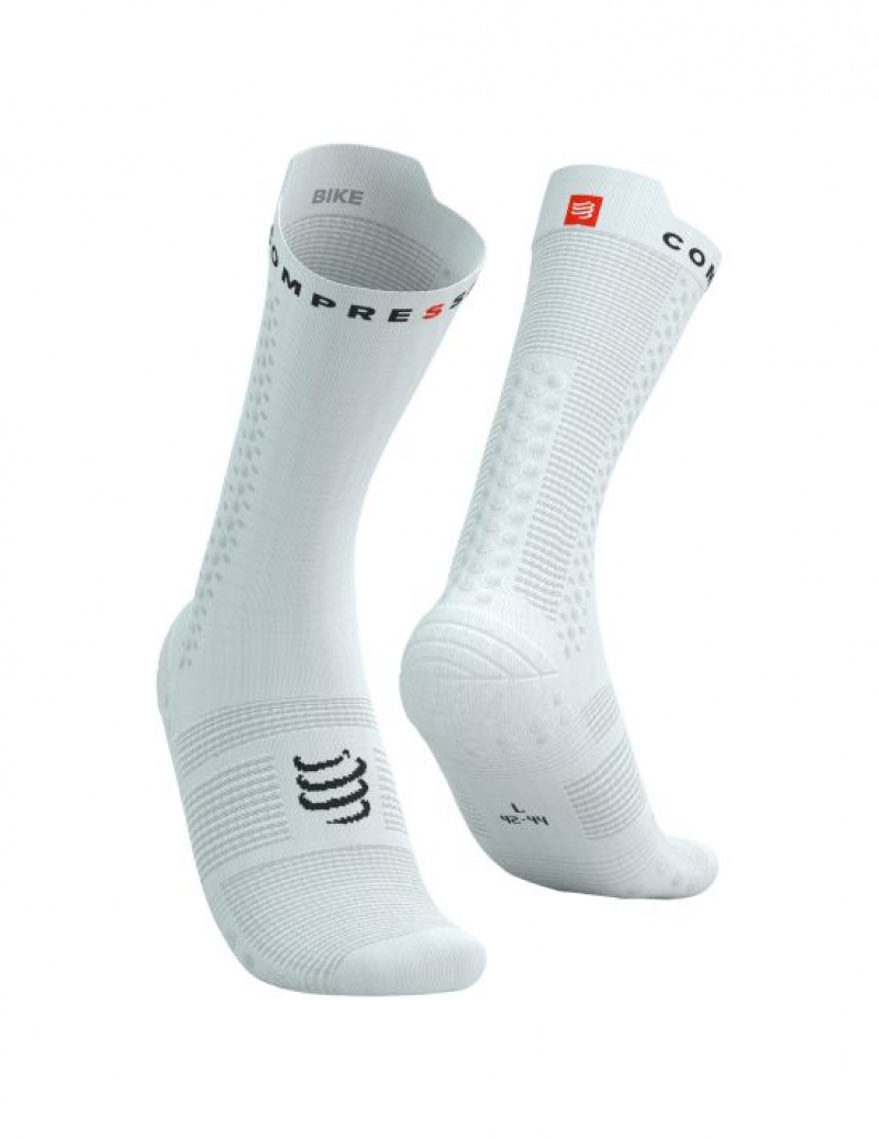 Compressport Pro Racing Socks v4.0 Bike Muške Cycling Socks Bijele Crne | 658-ZRCOED