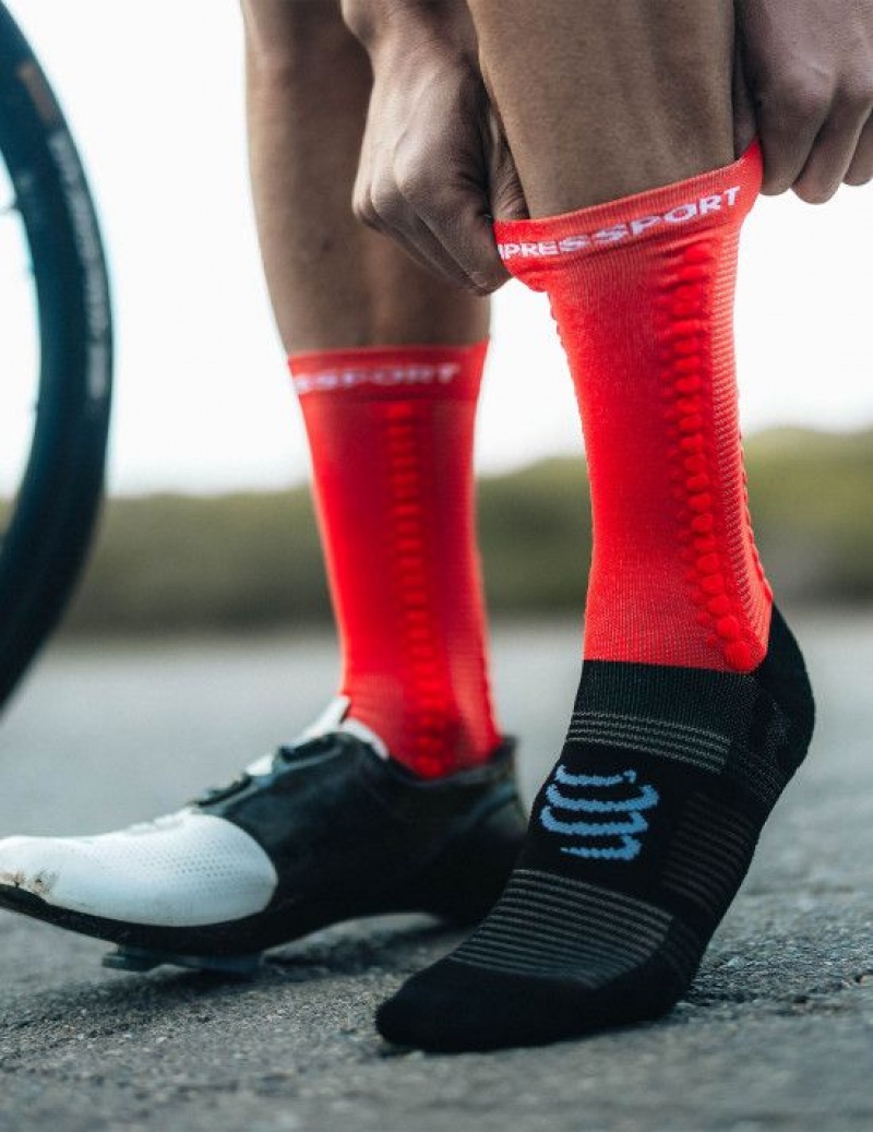 Compressport Pro Racing Socks v4.0 Bike Muške Cycling Socks Crvene Crne | 398-JOQNMY