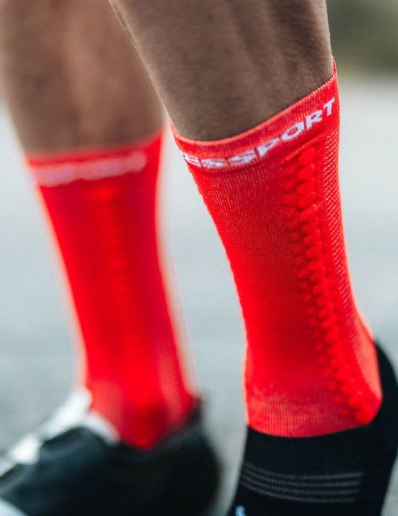 Compressport Pro Racing Socks v4.0 Bike Muške Cycling Socks Crvene Crne | 398-JOQNMY