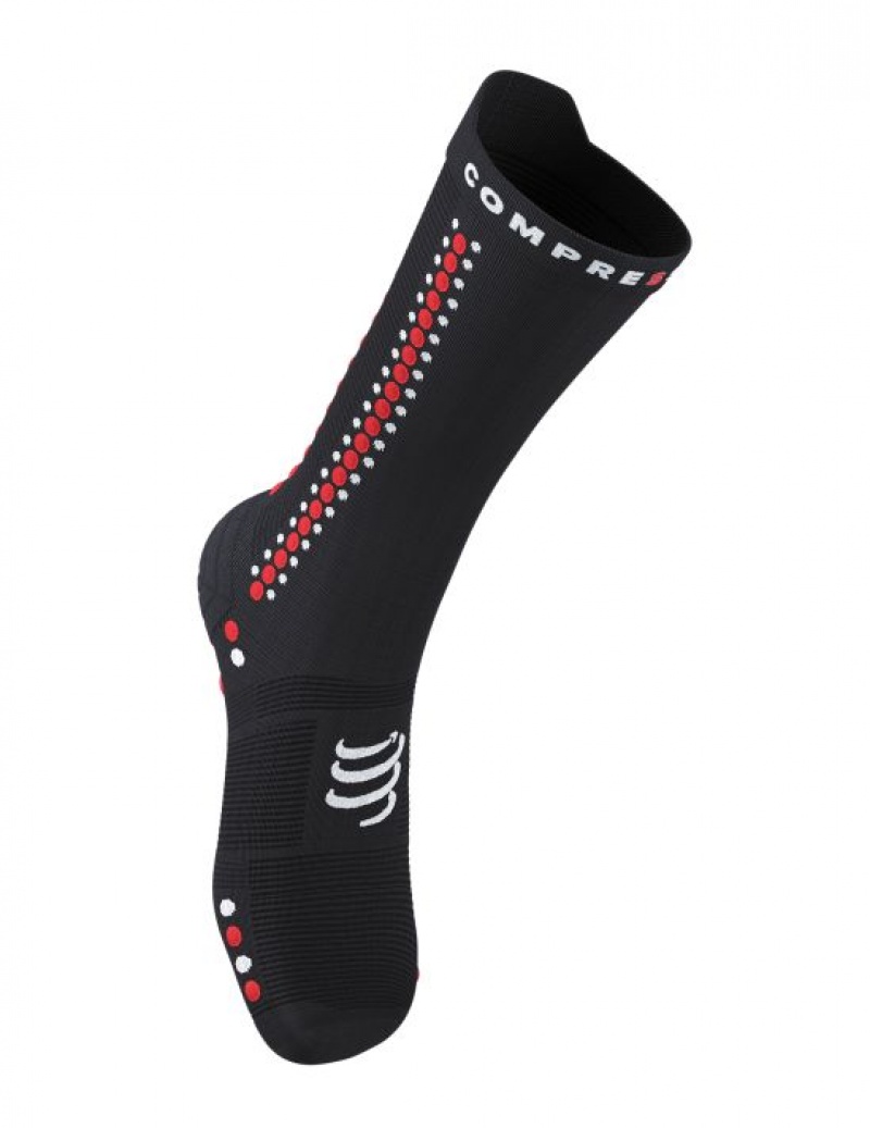 Compressport Pro Racing Socks v4.0 Bike Muške Cycling Socks Crne Crvene | 295-BACSNP