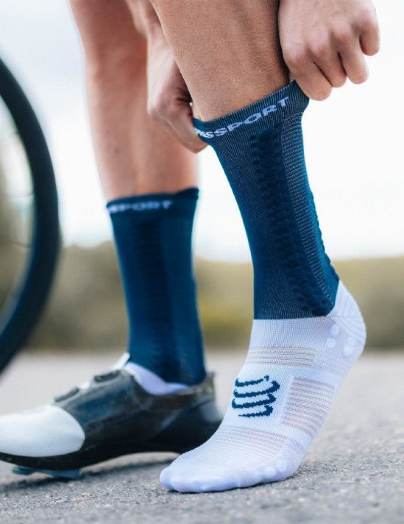 Compressport Pro Racing Socks v4.0 Bike Unisex Čarape Bijele | 370-LBZTJH