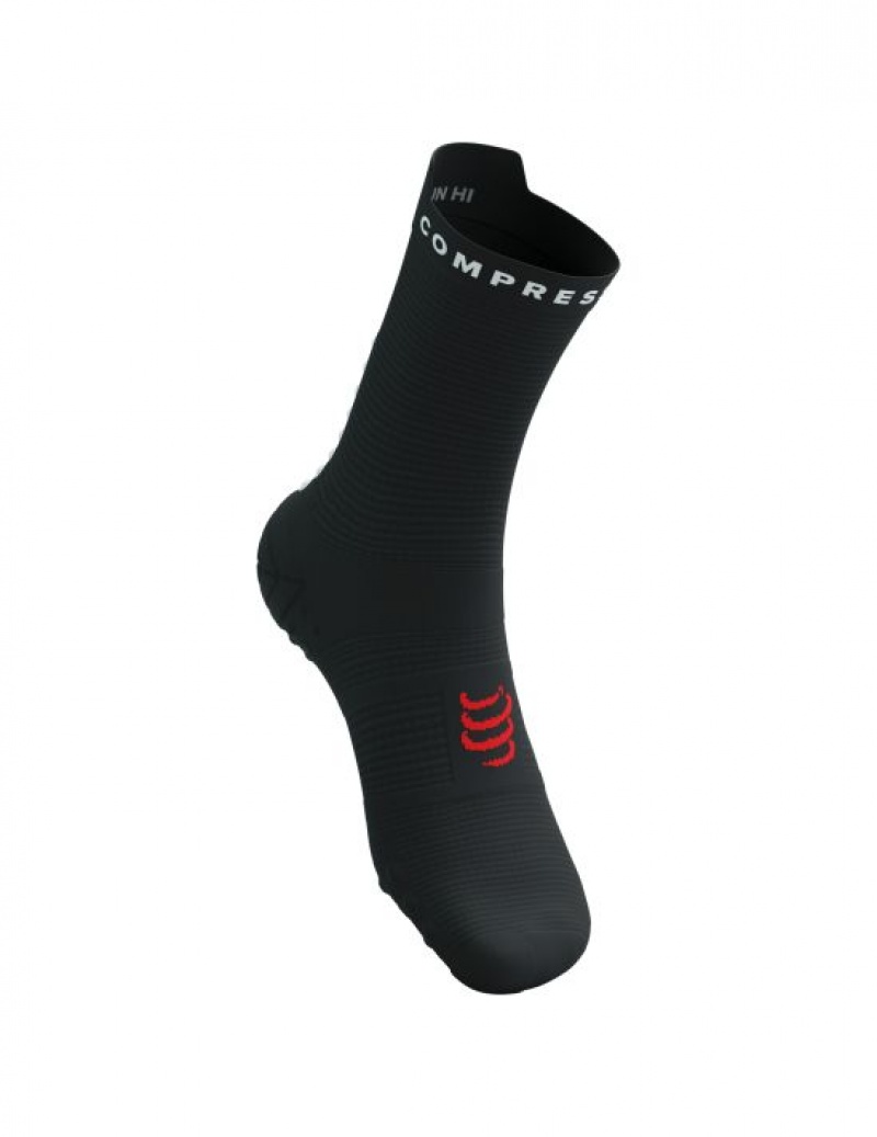 Compressport Pro Racing Socks v4.0 Run High Muške Čarape Za Trčanje Crne Bijele | 704-DRVEZH