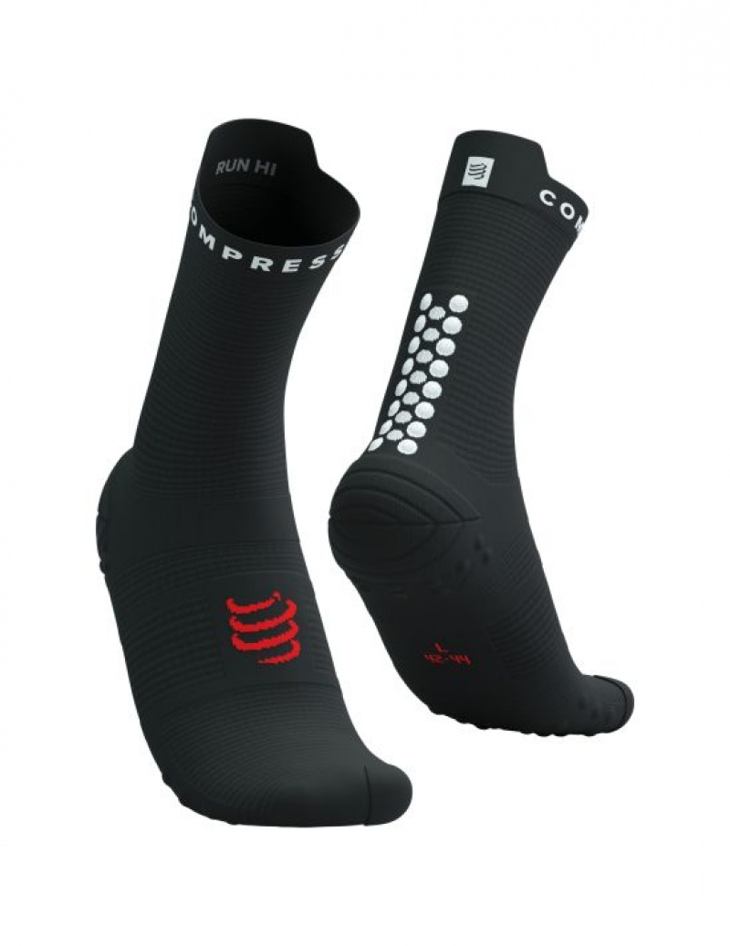 Compressport Pro Racing Socks v4.0 Run High Muške Čarape Za Trčanje Crne Bijele | 704-DRVEZH