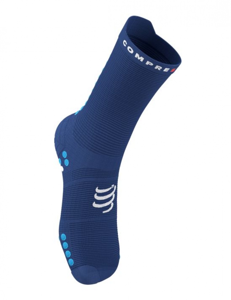 Compressport Pro Racing Socks v4.0 Run High Unisex Čarape Plave | 945-SDOUYF