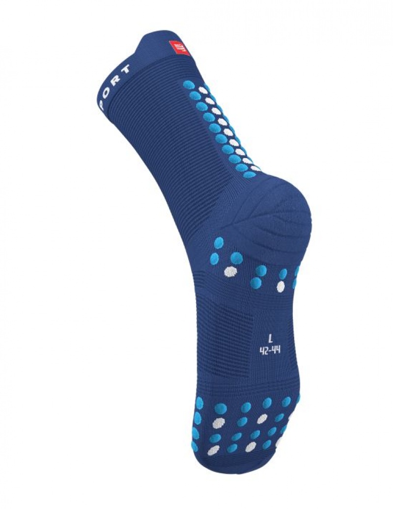 Compressport Pro Racing Socks v4.0 Run High Unisex Čarape Plave | 945-SDOUYF