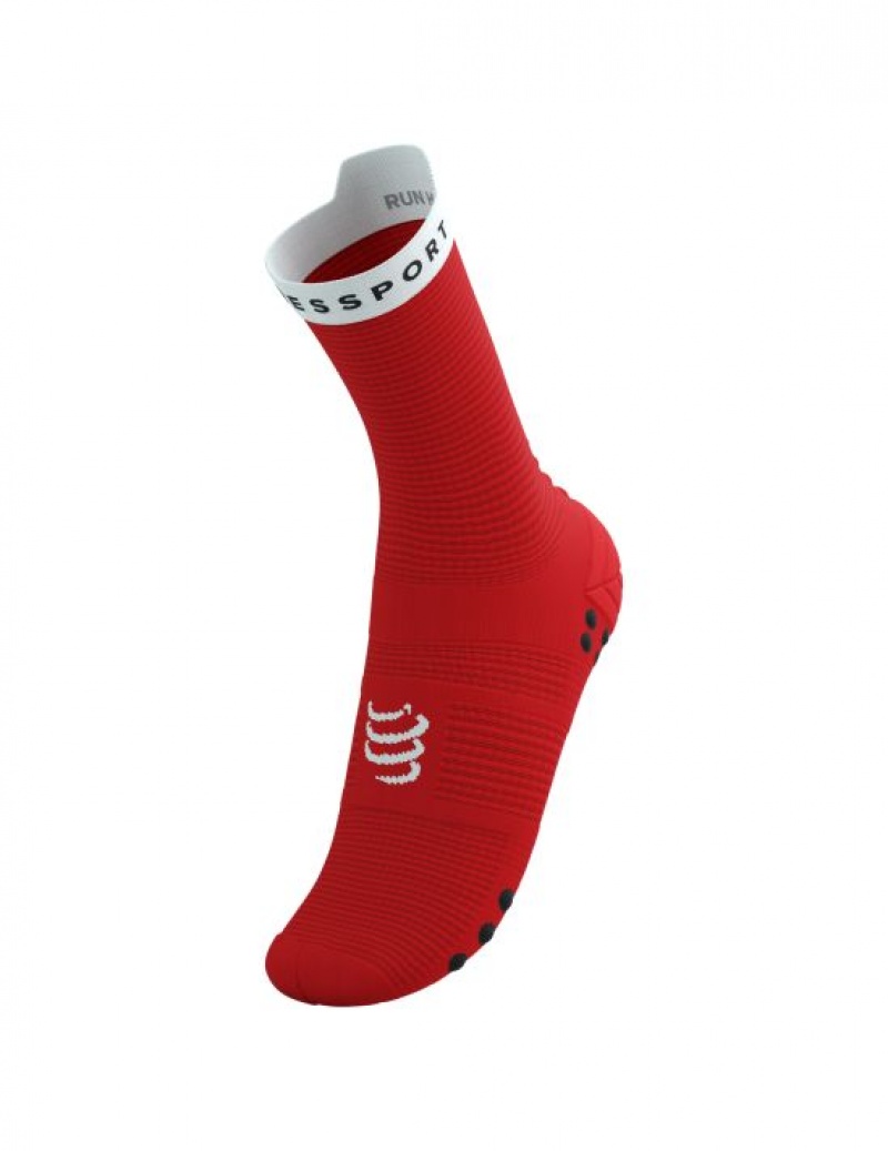 Compressport Pro Racing Socks v4.0 Run High Muške Čarape Za Trčanje Crvene Bijele | 392-BZLQDT