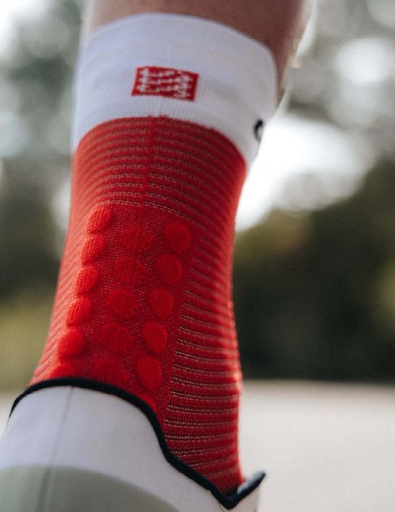 Compressport Pro Racing Socks v4.0 Run High Muške Čarape Za Trčanje Crvene Bijele | 392-BZLQDT